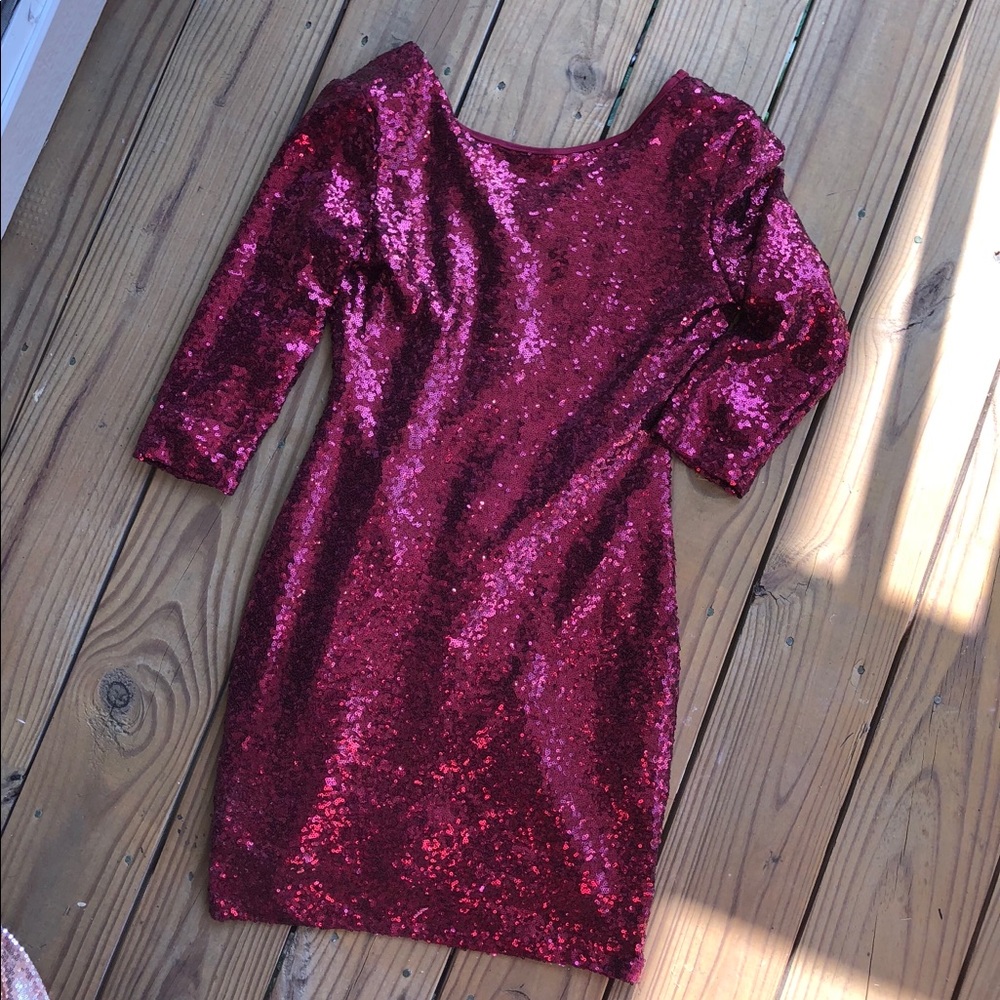 BlinQ Deep Red Sequin Cocktail Dress